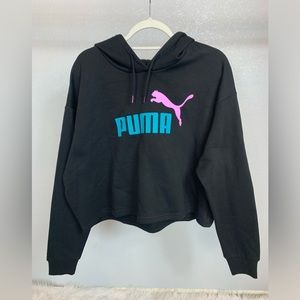 Black Puma Cropped Hoodie